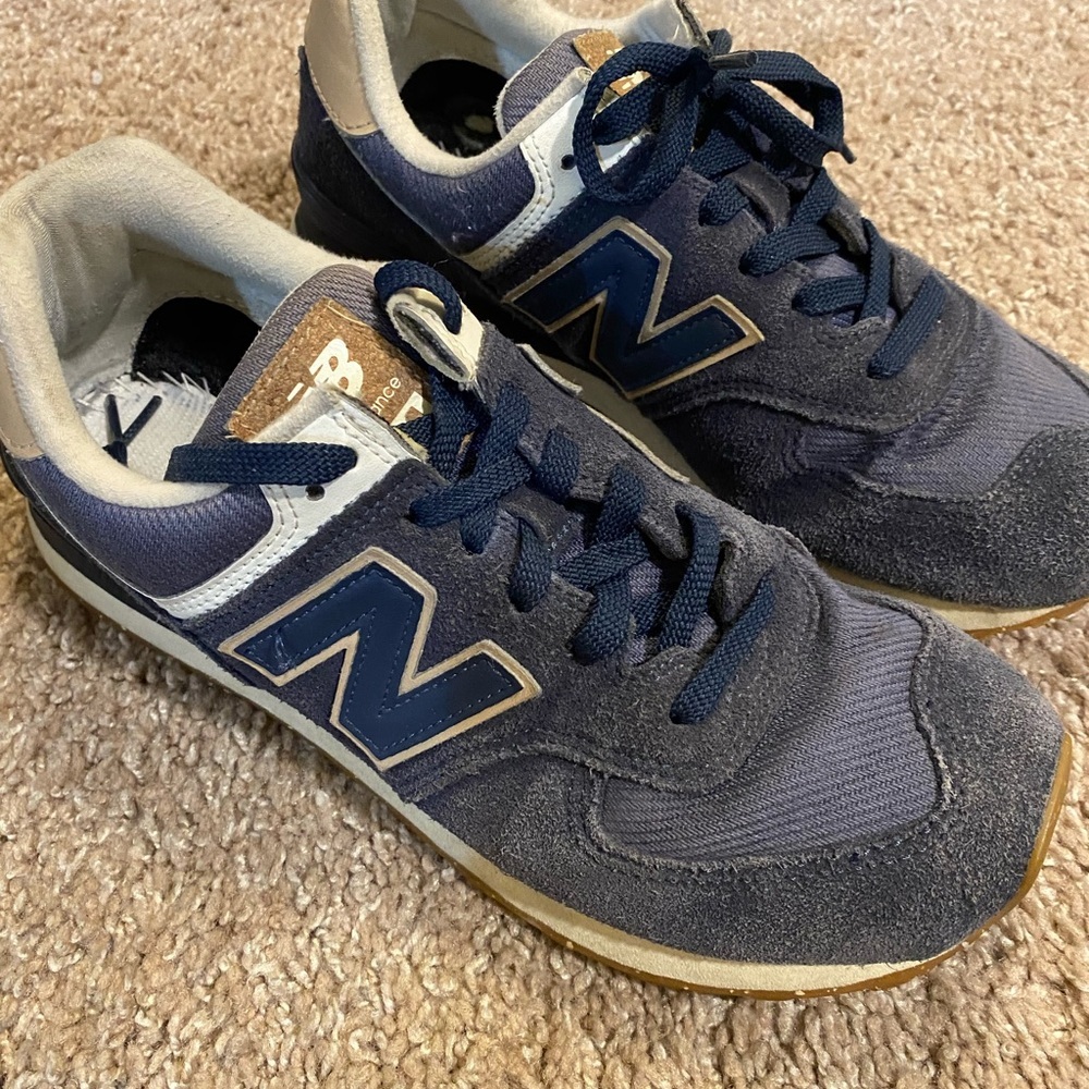 New Balance Men's Navy and Tan Sneakers - Picture 2 of 9